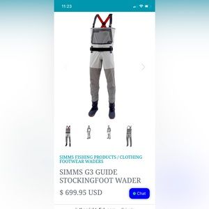 Simms Men’s G3 Guide Stockingfoot Waders Size large 12-13 in color: cinder.